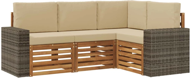 vidaXL Σετ Καναπέ με μαξιλάρι 4 pcs Στερεό Ξύλο Ακακίας