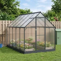 vidaXL Θερμοκήπιο Κήπου με πόρτα Ανθρακί 183,5 x 303,5 x 207 εκ