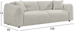 ΚΑΝΑΠΕΣ 3-ΘΕΣΙΟΣ JUNOA HM3333.02 ΕΚΡΟΥ ΥΦΑΣΜΑ 228x89x74Υεκ