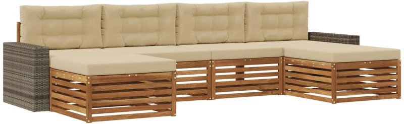 vidaXL Σετ Καναπέ με μαξιλάρι 6 pcs Στερεό Ξύλο Ακακίας
