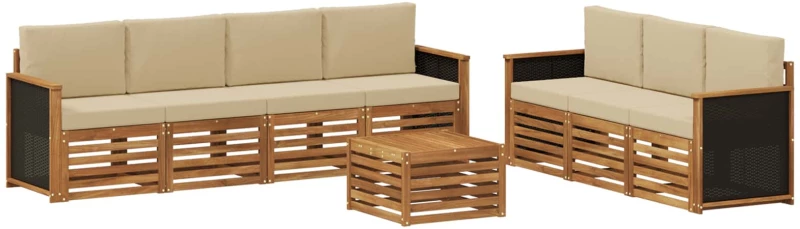 vidaXL Σετ Καναπέ με μαξιλάρι 8 pcs Στερεό Ξύλο Ακακίας