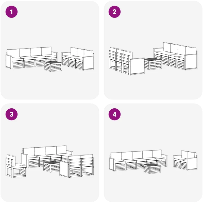 vidaXL Σετ Καναπέ με μαξιλάρι 8 pcs Στερεό Ξύλο Ακακίας