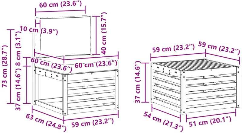 vidaXL Σετ Καναπέ με μαξιλάρι 8 pcs Στερεό Ξύλο Ακακίας