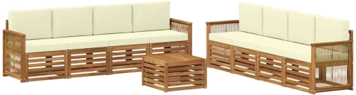 vidaXL Σετ Καναπέ με μαξιλάρι 9 pcs Στερεό Ξύλο Ακακίας