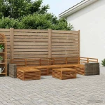 vidaXL Σειρά Καναπέ Εξωτερικού 8 pcs Φυσικό