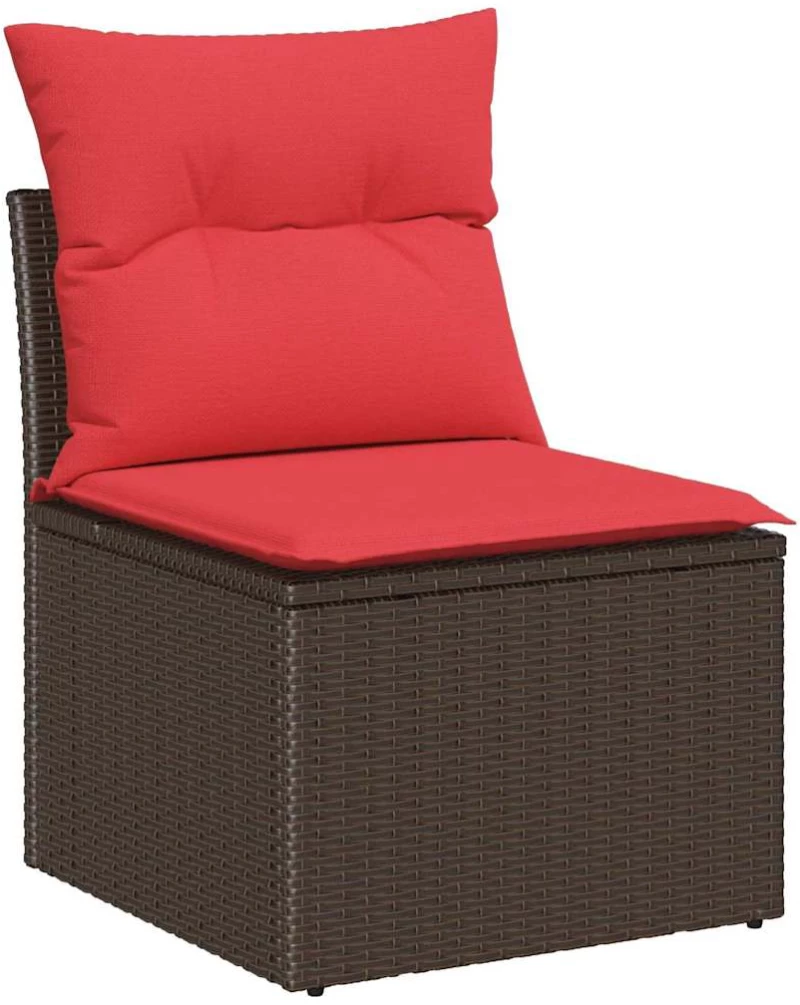 vidaXL Σετ Καναπέ Κήπου με μαξιλάρι 8 pcs Καφέ Πολυ Ρατάν