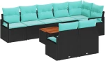 vidaXL Σετ Καναπέ Κήπου με μαξιλάρι 9 pcs Μαύρο συνθετικό ρατάν