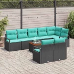 vidaXL Σετ Καναπέ Κήπου με μαξιλάρι 9 pcs Μαύρο συνθετικό ρατάν