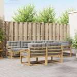 vidaXL Σειρά Καναπέ Εξωτερικού 6 pcs Λευκό και Ανοιχτό Γκρι