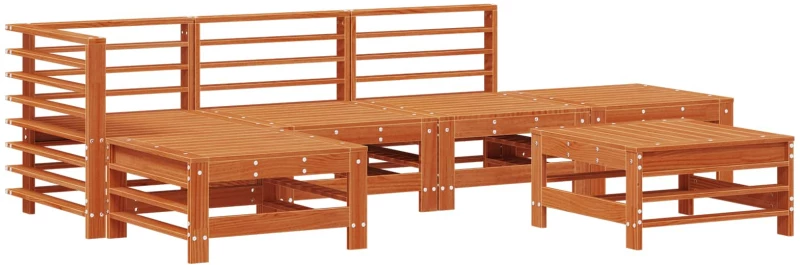 vidaXL Σετ Ξαπλώστρας Κήπου 6 pcs Κερί Παλαίωσης Μασίφ Ξύλο Πεύκου