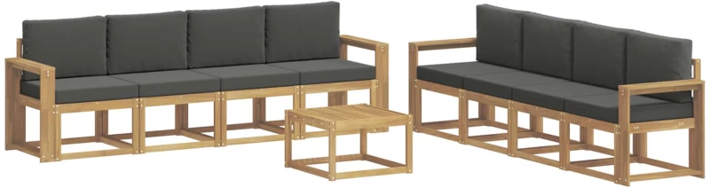vidaXL Σειρά Καναπέ Εξωτερικού με μαξιλάρι 9 pcs Άσπρο και Ανθρακί