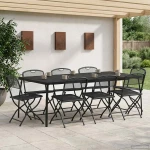 vidaXL Σετ Εξωτερικών Επίπλων 9 pcs Ανθρακί Σίδηρος και Χάλυβας