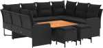 vidaXL Σύνολα επίπλων με μαξιλάρι 8 pcs Μαύρο Ράτα PE