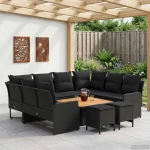 vidaXL Σύνολα επίπλων με μαξιλάρι 8 pcs Μαύρο Ράτα PE