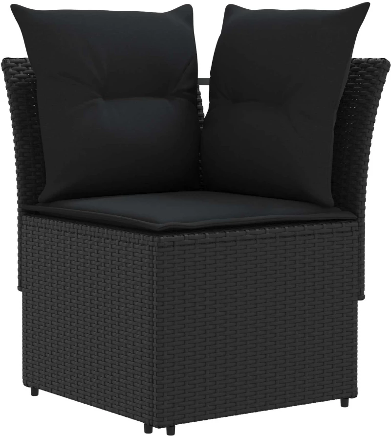 vidaXL Σύνολα επίπλων με μαξιλάρι 8 pcs Μαύρο Ράτα PE