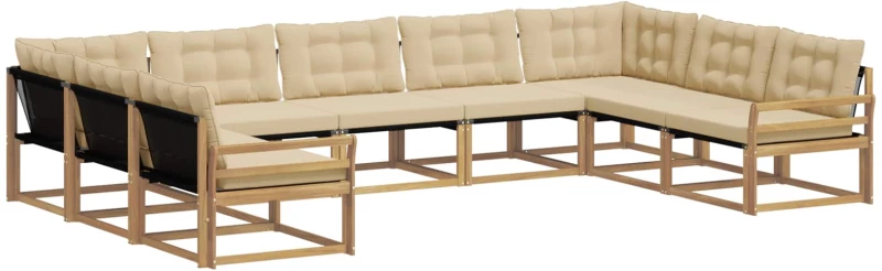 vidaXL Σειρά Καναπέ Εξωτερικού με μαξιλάρι 9 pcs Λευκό και Μπεζ