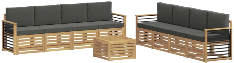 vidaXL Σετ Καναπέ με μαξιλάρι 9 pcs Άσπρο και Ανθρακί Πολυεστέρας