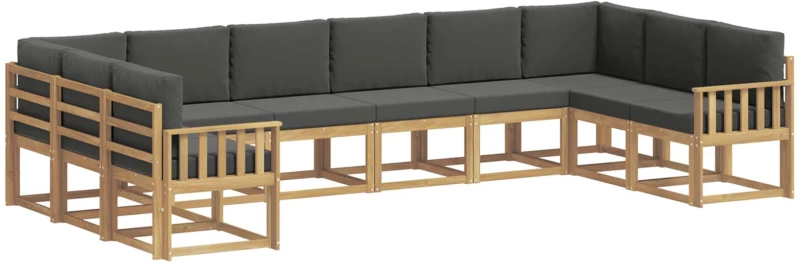 vidaXL Σειρά Καναπέ Εξωτερικού με μαξιλάρι 10 pcs Άσπρο και Ανθρακί
