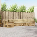 vidaXL Σειρά Καναπέ Εξωτερικού με μαξιλάρι 7 pcs Λευκό και Μπεζ