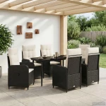 vidaXL Σετ Τραπέζι Καναπέ με μαξιλάρι 7 pcs Μαύρο και Κρεμ Λευκό