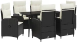 vidaXL Σετ Τραπέζι Καναπέ με μαξιλάρι 7 pcs Μαύρο και Κρεμ Λευκό