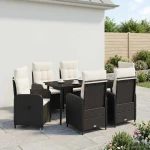 vidaXL Σετ Τραπέζι Καναπέ με μαξιλάρι 7 pcs Μαύρο και Κρεμ Λευκό