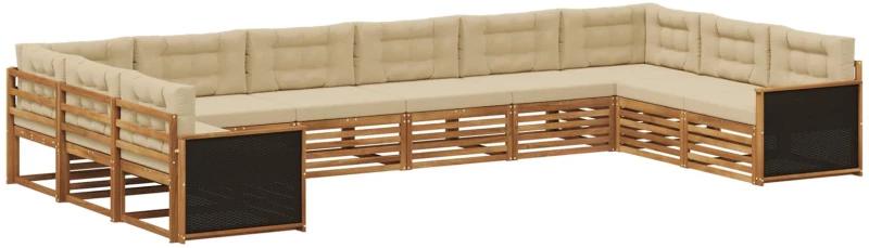 vidaXL Σετ Καναπέ με μαξιλάρι 10 pcs Στερεό Ξύλο Ακακίας
