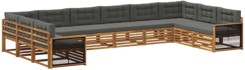 vidaXL Σετ Καναπέ με μαξιλάρι 10 pcs Στερεό Ξύλο Ακακίας