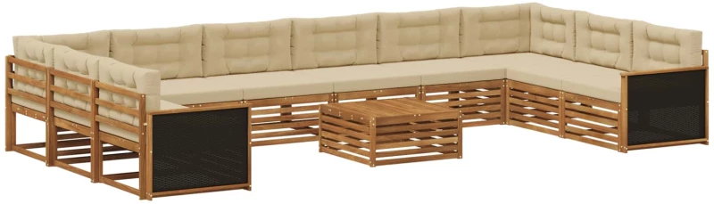 vidaXL Σετ Καναπέ με μαξιλάρι 11 pcs Στερεό Ξύλο Ακακίας
