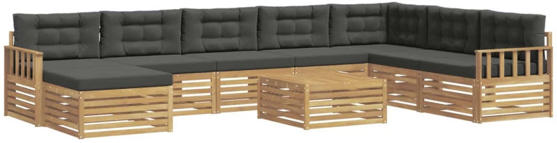 vidaXL Σειρά Καναπέ Εξωτερικού με μαξιλάρι 9 pcs Άσπρο και Ανθρακί
