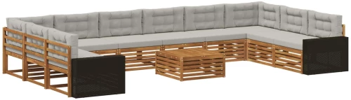 vidaXL Σετ Καναπέ με μαξιλάρι 11 pcs Στερεό Ξύλο Ακακίας