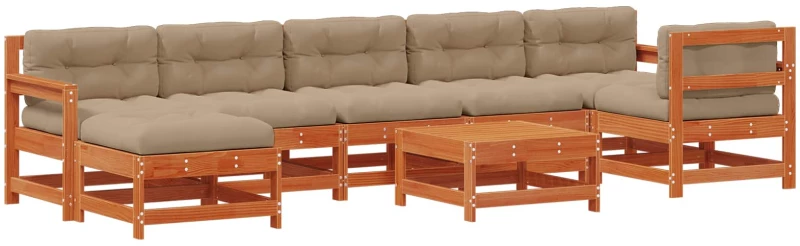 vidaXL Σετ Ξαπλώστρας Κήπου 8 pcs Κερί Παλαίωσης Μασίφ Ξύλο Πεύκου
