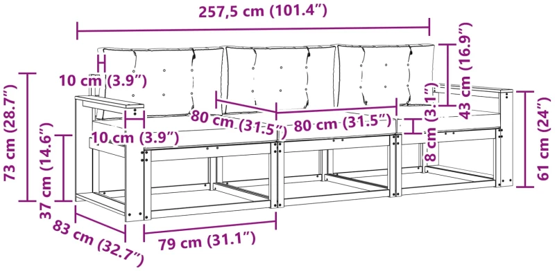 vidaXL Σειρά Καναπέ Εξωτερικού 3 pcs Λευκό και Ανοιχτό Γκρι