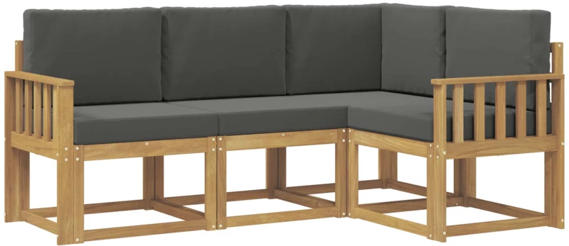 vidaXL Σειρά Καναπέ Εξωτερικού με μαξιλάρι 4 pcs Άσπρο και Ανθρακί