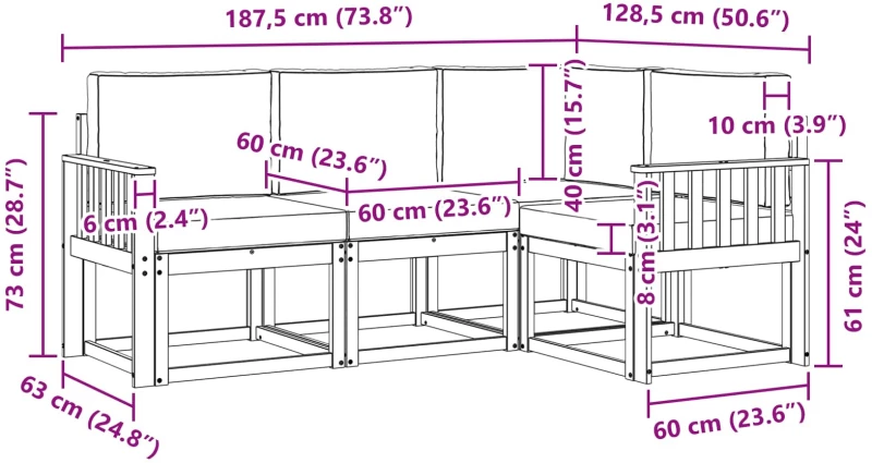 vidaXL Σειρά Καναπέ Εξωτερικού με μαξιλάρι 4 pcs Άσπρο και Ανθρακί