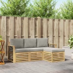 vidaXL Σειρά Καναπέ Εξωτερικού 4 pcs Λευκό και Ανοιχτό Γκρι