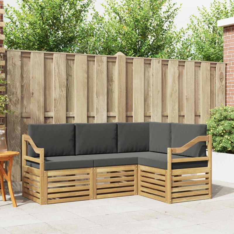 vidaXL Σετ Καναπέ 4 pcs Άσπρο και Ανθρακί 185,5 x 126,5 x 73 εκ