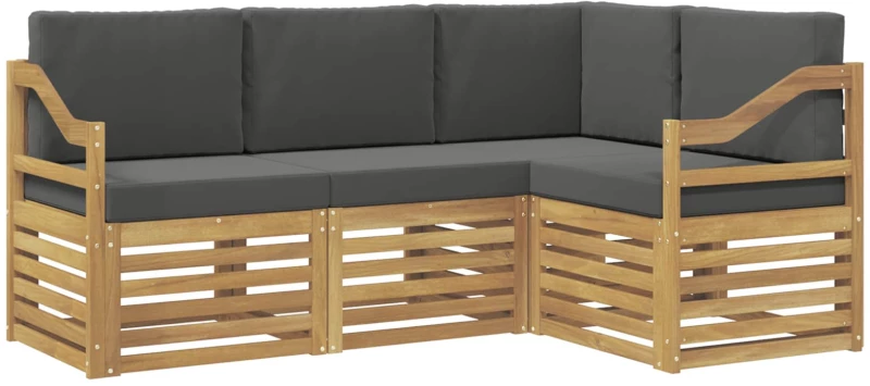 vidaXL Σετ Καναπέ 4 pcs Άσπρο και Ανθρακί 185,5 x 126,5 x 73 εκ