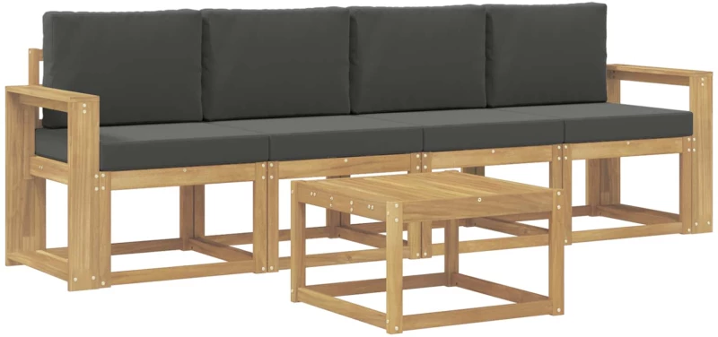 vidaXL Σειρά Καναπέ Εξωτερικού με μαξιλάρι 5 pcs Άσπρο και Ανθρακί