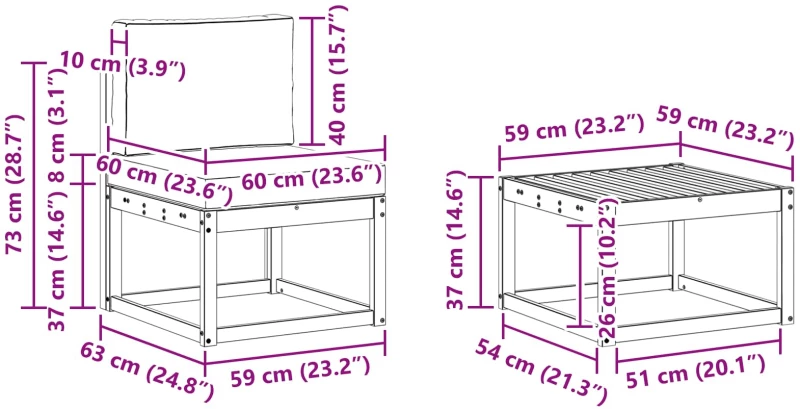 vidaXL Σειρά Καναπέ Εξωτερικού με μαξιλάρι 5 pcs Άσπρο και Ανθρακί