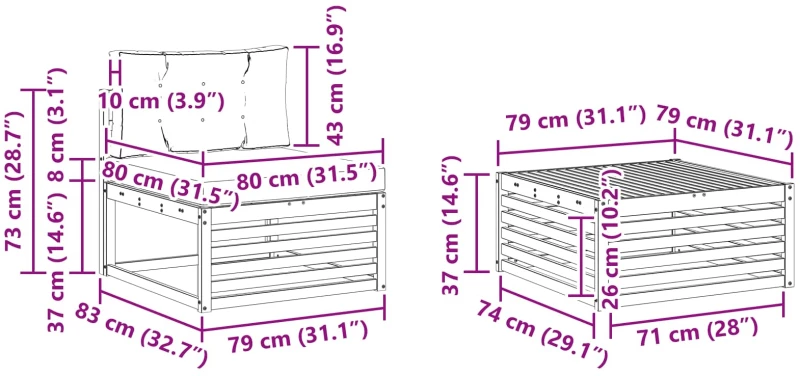 vidaXL Σειρά Καναπέ Εξωτερικού 5 pcs Λευκό και Ανοιχτό Γκρι