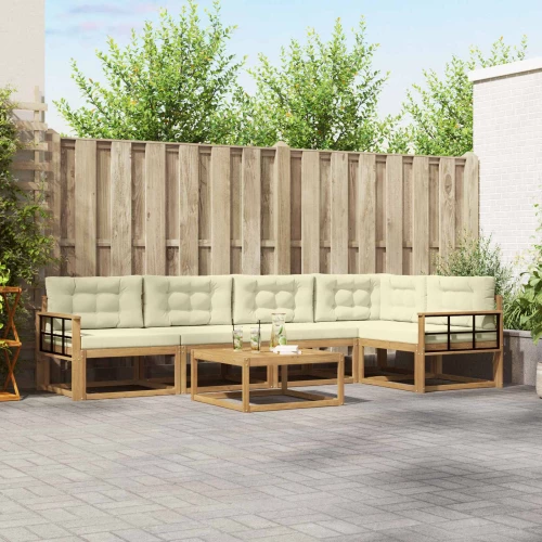 vidaXL Σειρά Καναπέ Εξωτερικού 6 pcs Λευκό και Κρεμ 79 x 79 x 37 εκ