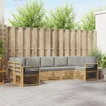 vidaXL Σαλονάκι Γωνιακού Καναπέ 7 pcs Λευκό και Ανοιχτό Γκρι
