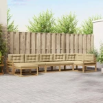 vidaXL Σειρά Καναπέ Εξωτερικού με μαξιλάρι 7 pcs Λευκό και Μπεζ