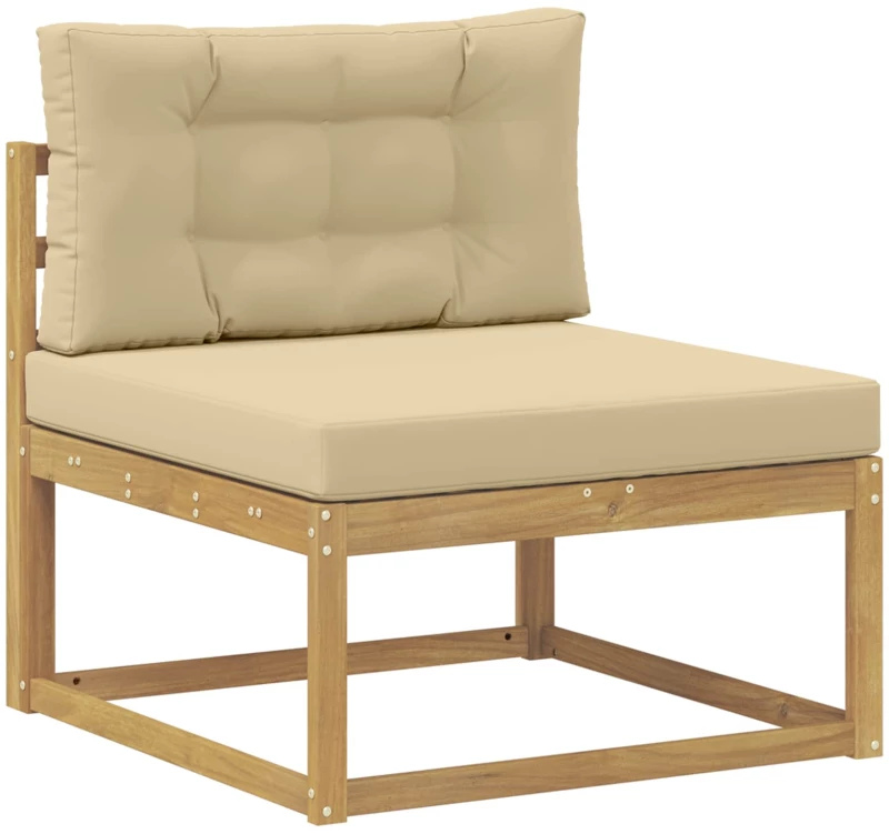 vidaXL Σειρά Καναπέ Εξωτερικού με μαξιλάρι 7 pcs Λευκό και Μπεζ