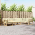 vidaXL Σειρά Καναπέ Εξωτερικού με μαξιλάρι 7 pcs Λευκό και Κρεμ