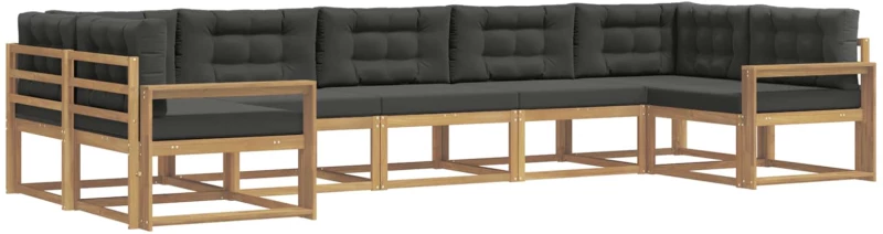 vidaXL Σειρά Καναπέ Εξωτερικού με μαξιλάρι 7 pcs Άσπρο και Ανθρακί