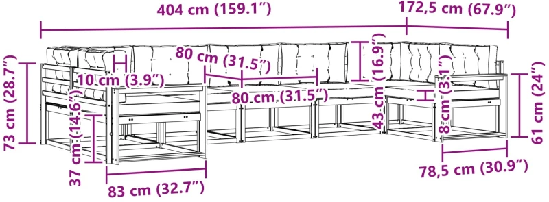 vidaXL Σειρά Καναπέ Εξωτερικού με μαξιλάρι 7 pcs Άσπρο και Ανθρακί