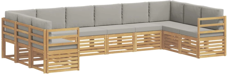 vidaXL Σαλονάκι Γωνιακού Καναπέ 10 pcs Λευκό και Ανοιχτό Γκρι