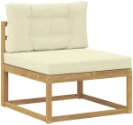 vidaXL Σειρά Καναπέ Εξωτερικού με μαξιλάρι 10 pcs Λευκό και Κρεμ